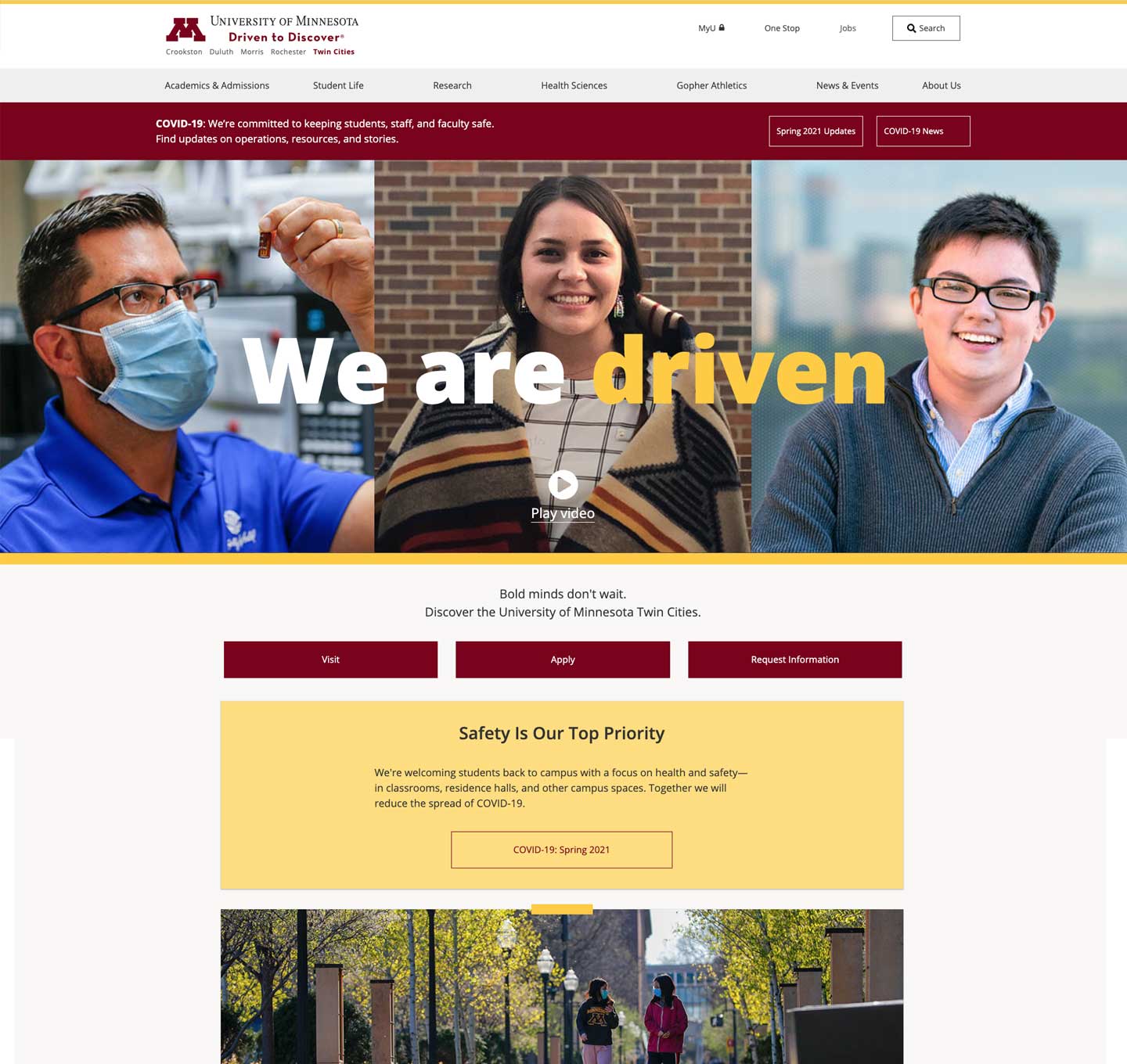 University of Minnesota Twin Cities homepage