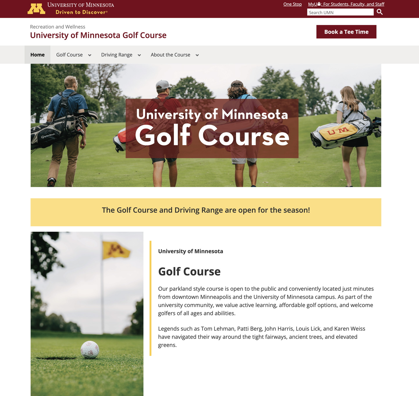 Golf course website