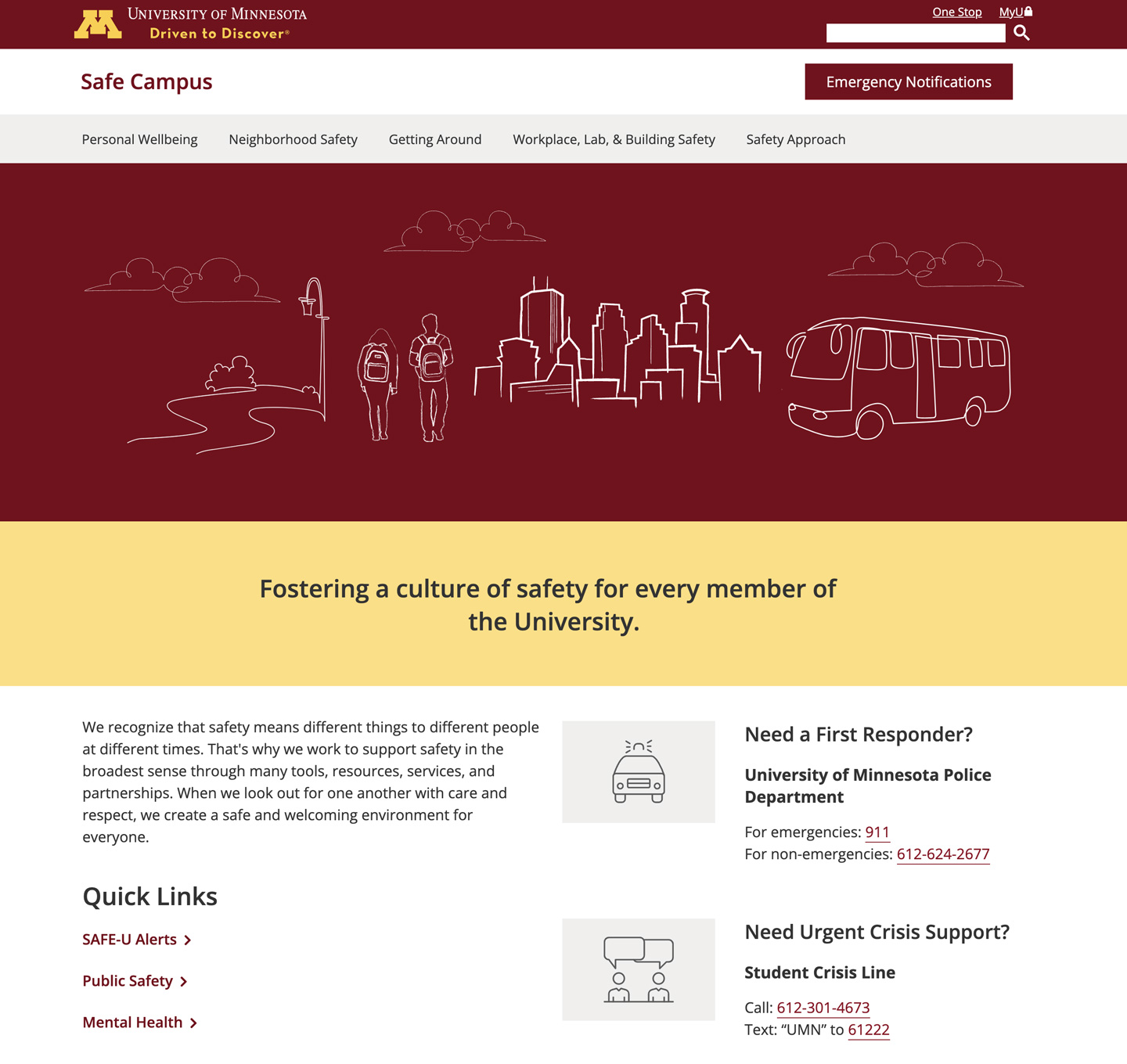 Safe campus home page