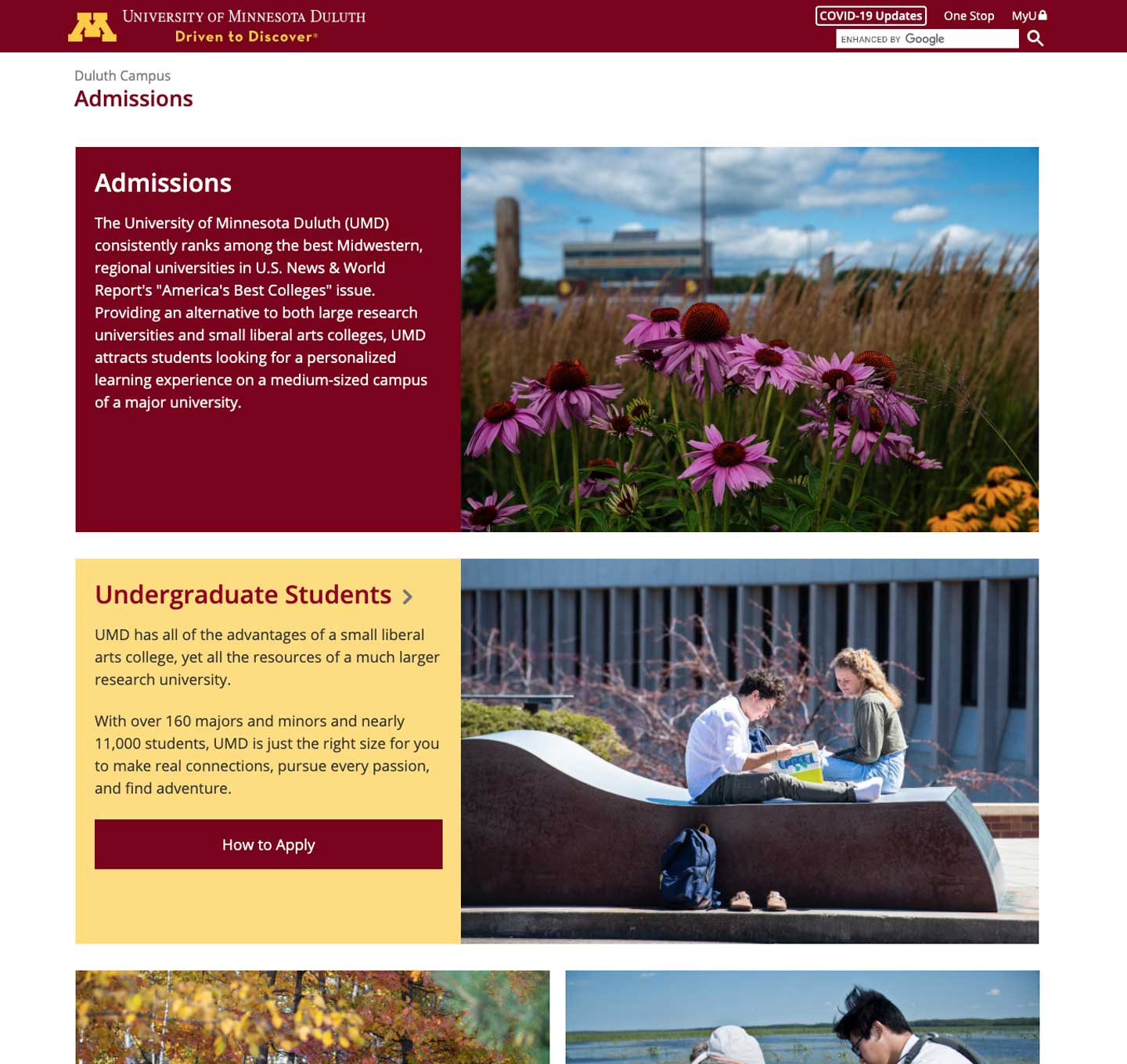 Duluth Campus Admissions home page