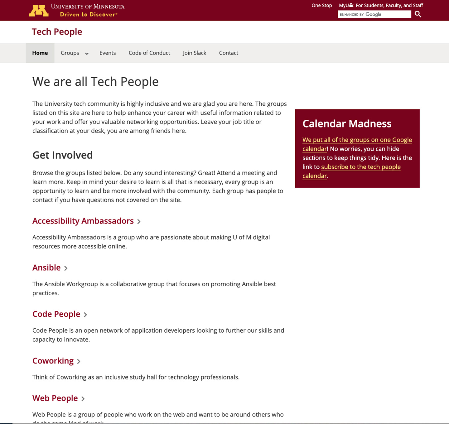 tech people website home page