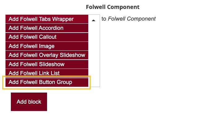 Folwell components drop down list